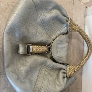 Vintage FENDI spy bag beautiful, soft leather in gold & silver metallic finish.